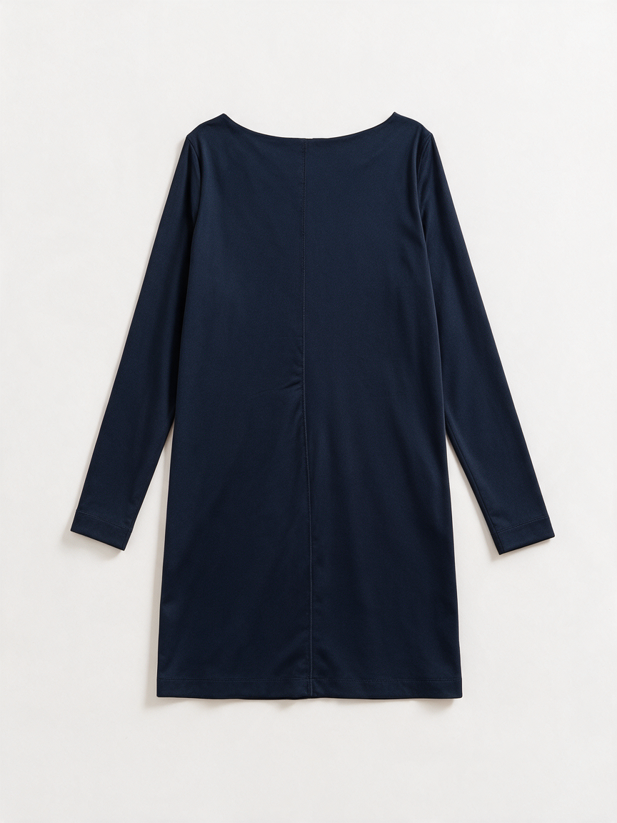 SYLVER - Jurk - donkerblauw, V-hals, lange mouw - L