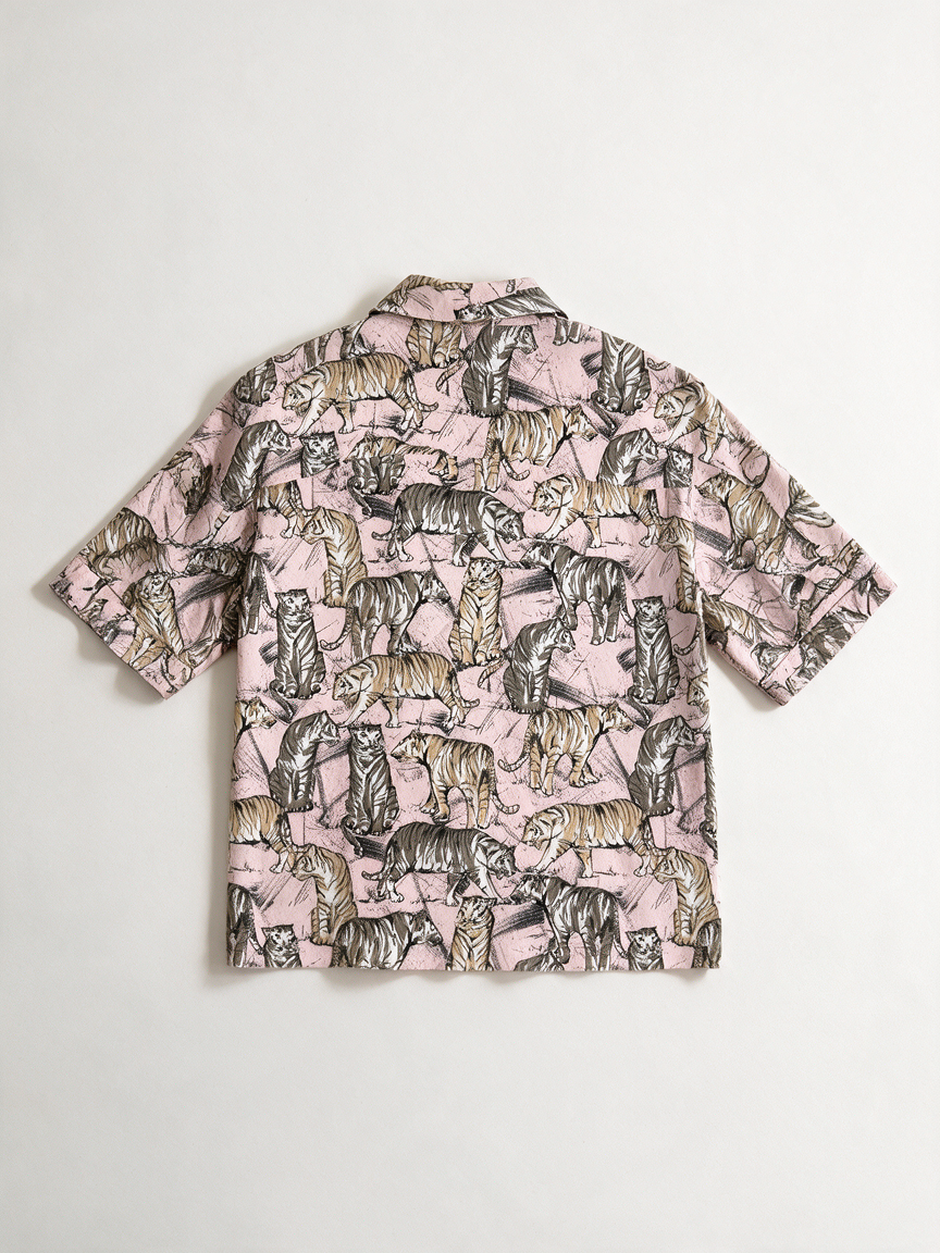 NOISY MAY - Blouse - roze, tijgerprint, korte mouwen - M