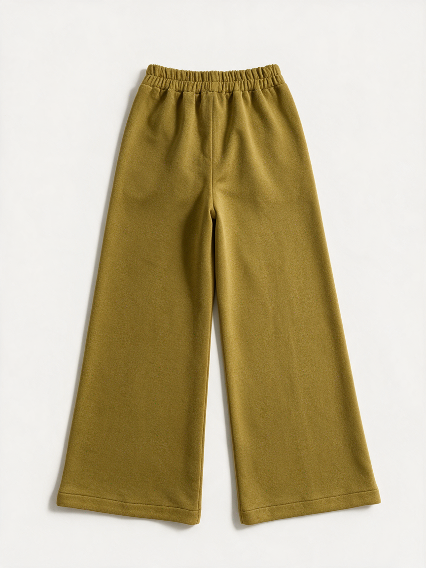 mbyM - Broek - okergeel, elastische tailleband, flared - M