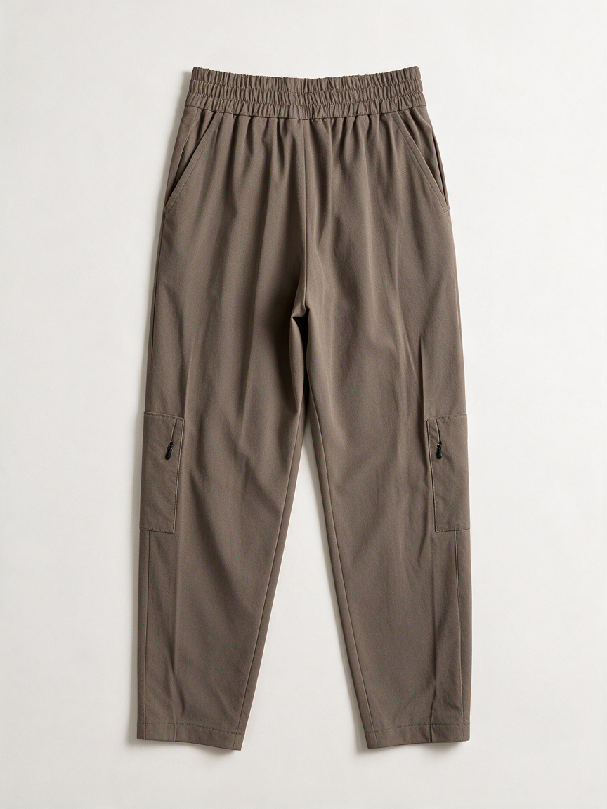 KIMARA - Broek - taupe, elastische tailleband, cargozakken met klep - XS