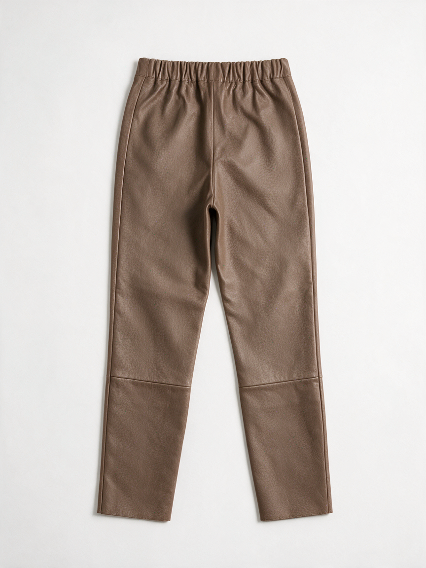 Max & Moi - Broek - bruin, lamsleer, elastische tailleband - S