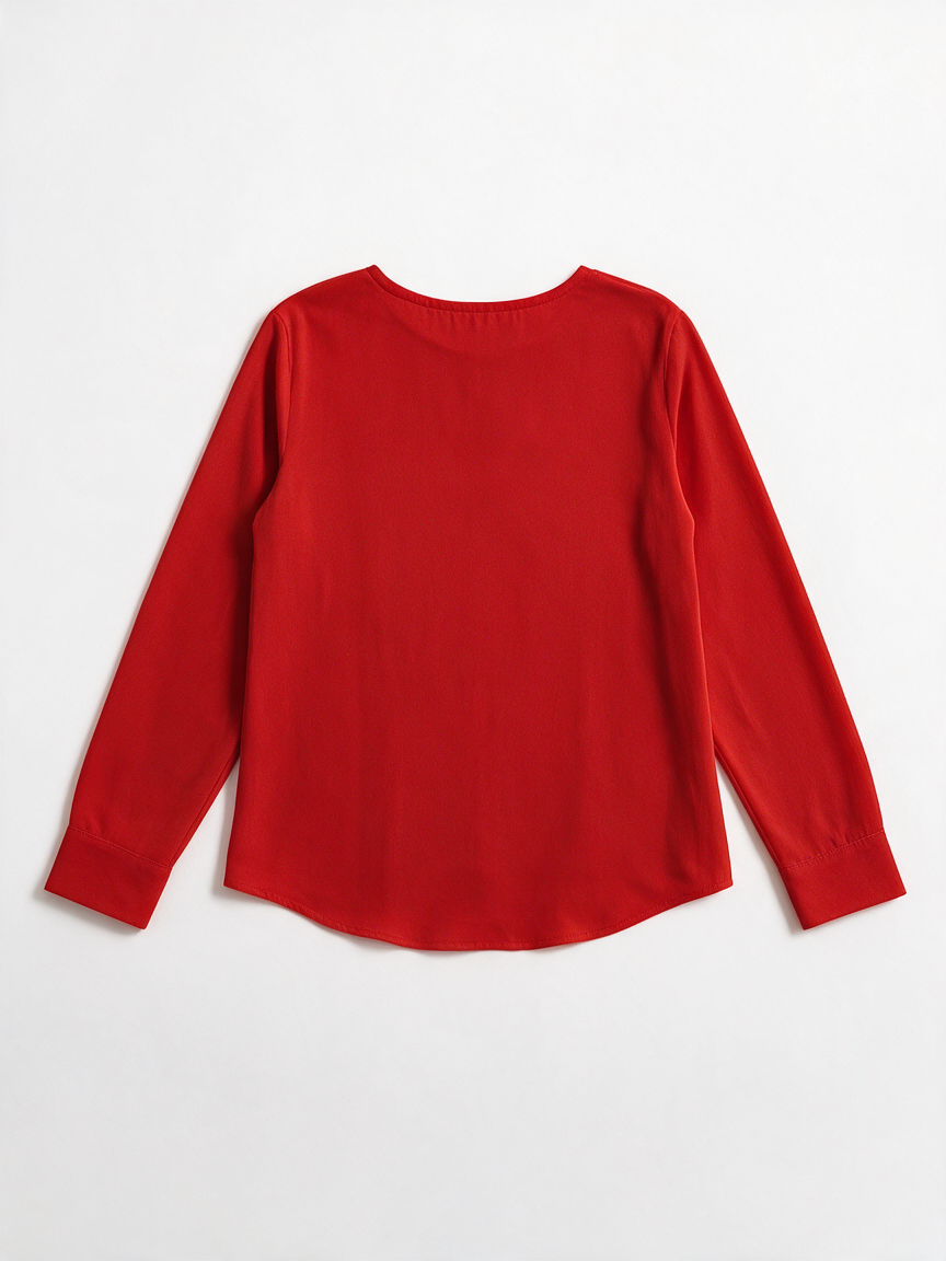 Lauren Ralph Lauren - Blouse - rood, V-uitsnede, licht getailleerd - M