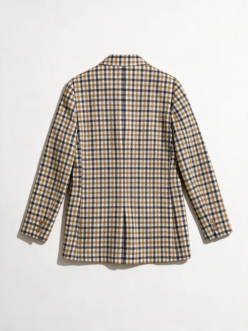 H&M - Blazer - ruitpatroon, beige, dubbelrijige knoopsluiting - XL