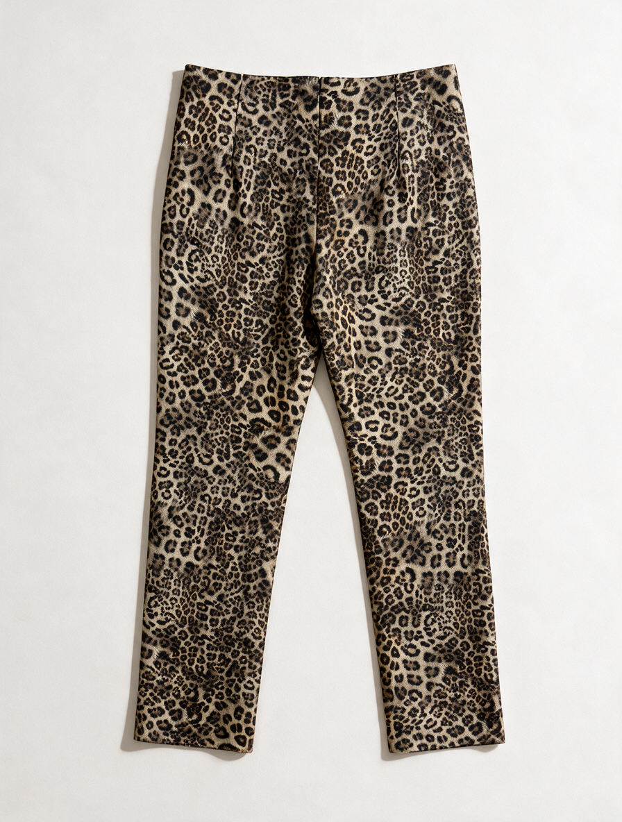 Marc Cain - Broek - luipaardprint, hoge taille, rechte pijpen - M