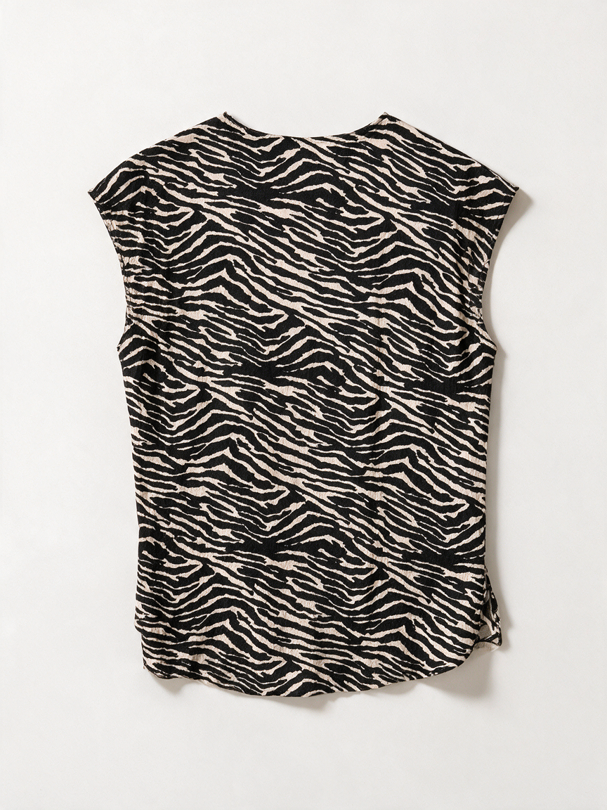 la fée Maraboutée - Blouse - zwart-wit, zebraprint, mouwloos - 36 (FR40)