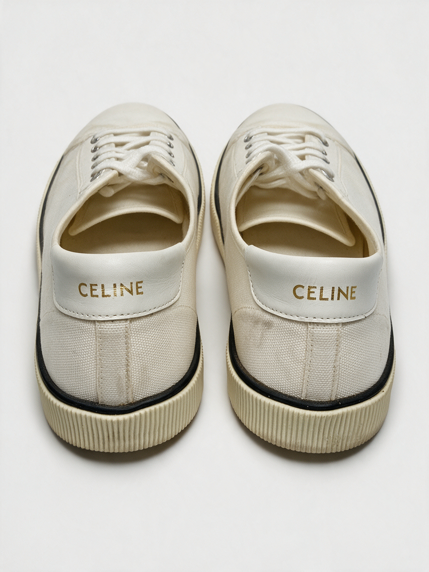 CELINE - Sneakers - wit, canvas, vetersluiting - 38