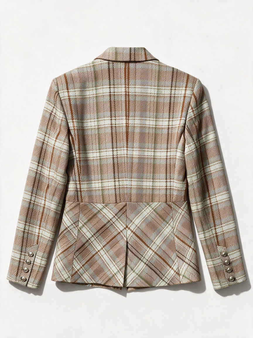 MOS MOSH - Blazer - geruit, bruin/beige/groen/wit, getailleerde pasvorm - M