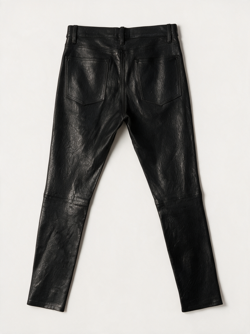 FRAME - Broek - zwart, skinny fit, lamsleer - S