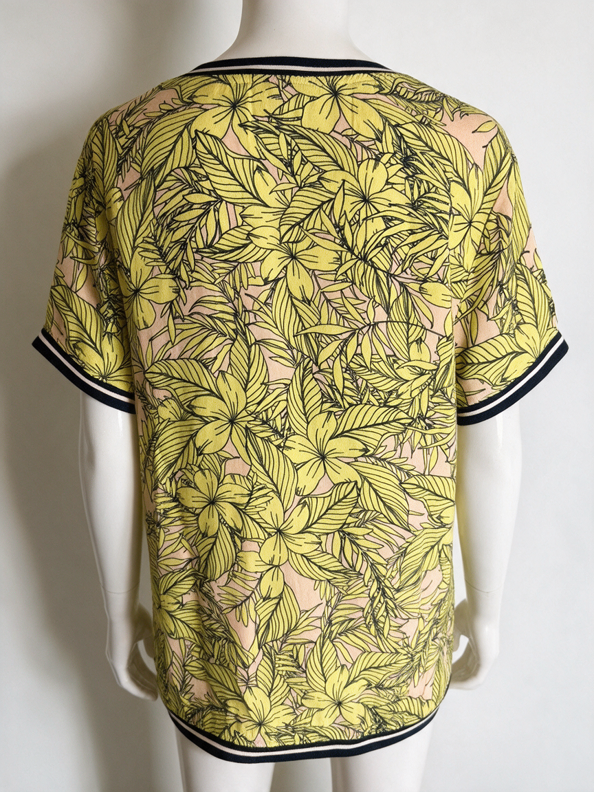 Liberty Island - Blouse - roze, bloemen- en bladprint, korte mouwen - XL