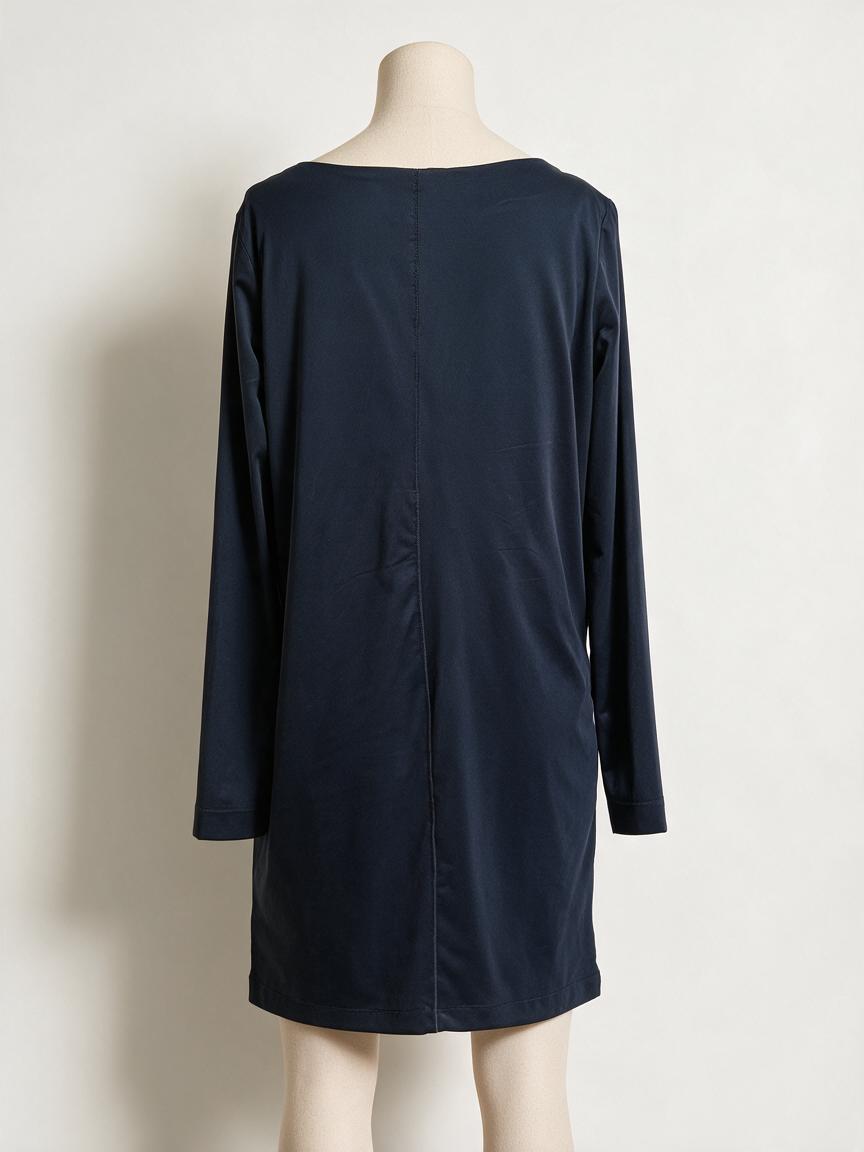 SYLVER - Jurk - donkerblauw, V-hals, lange mouw - L