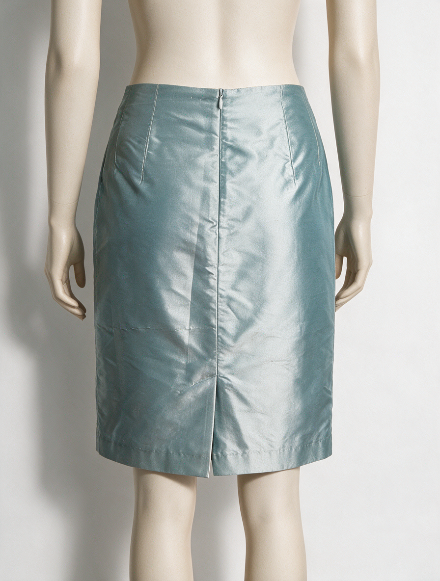 Purdey - Rok - lichtblauw, satijnachtige glans, knielengte - S