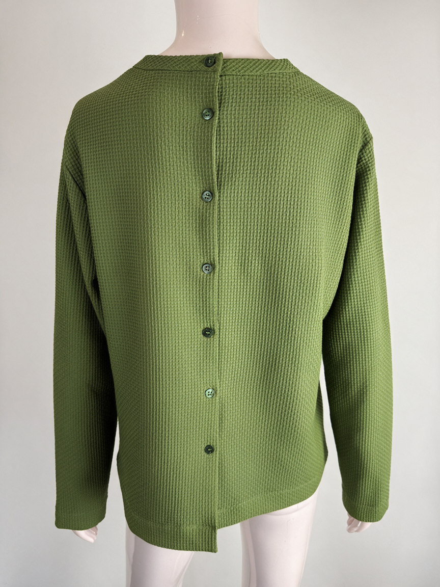 VANILIA - Trui - groen, wafelstructuur, ronde hals - L