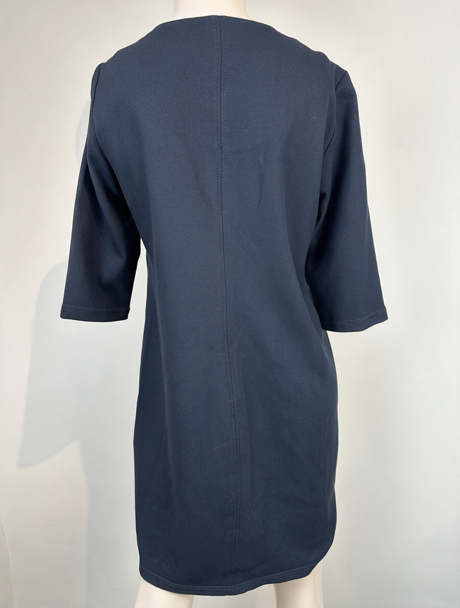 Expresso - Jurk - donkerblauw, driekwart mouwen, contraststrepen - S