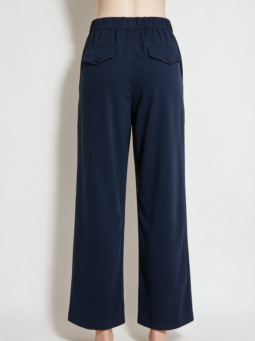 TRIPLENINE® - Broek - blauw, elastische tailleband, wijde pijp - L