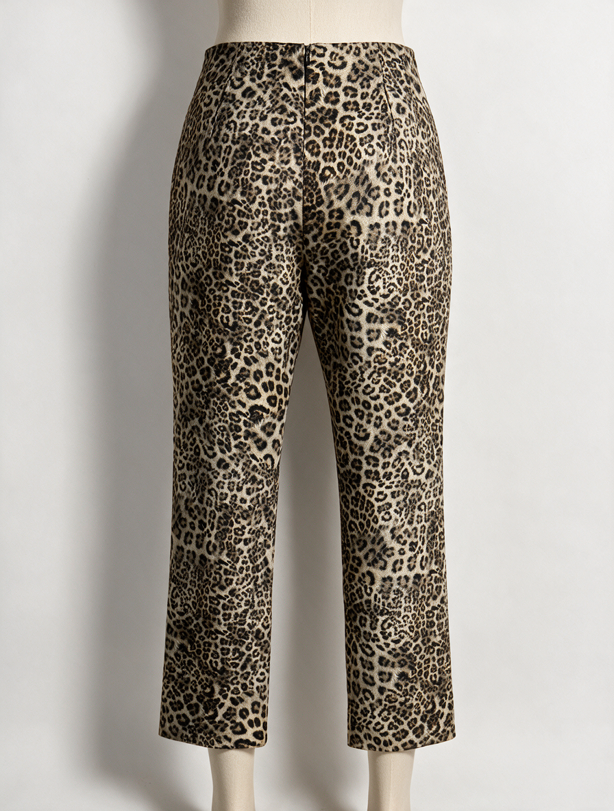 Marc Cain - Broek - luipaardprint, hoge taille, rechte pijpen - M