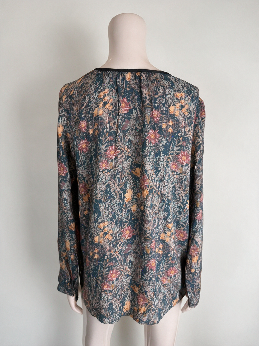 Tom Tailor - Blouse - bloemenprint, lange mouwen, veterdetail - XL