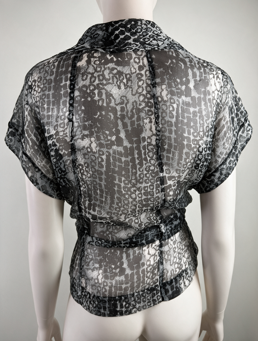 Claudia Sträter - Blouse - zijden, animal print, strikdetail - XS