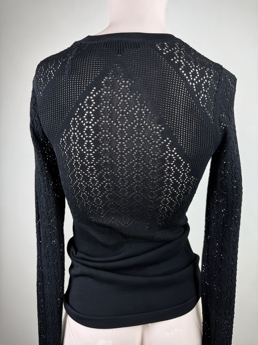 NIKKIE - Top - zwart, gehaakt patroon, transparante details - XS