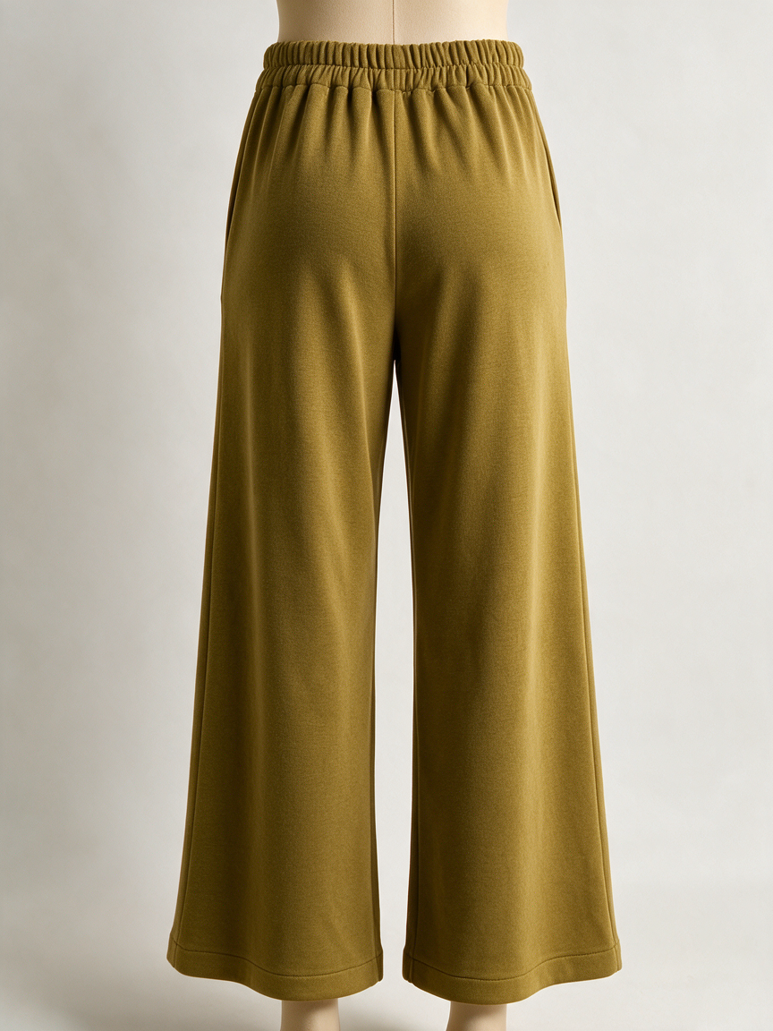 mbyM - Broek - okergeel, elastische tailleband, flared - M