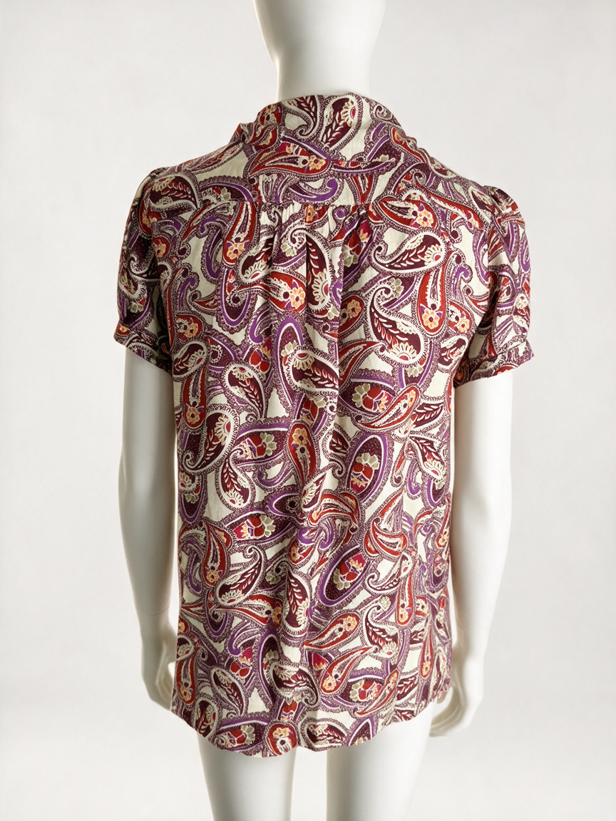 Mer du Nord - Blouse - paisleyprint, strik bij hals, korte mouw - M