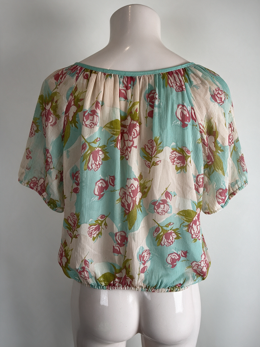 Fornarina - Blouse - bloemenprint, licht transparant, korte mouwen - XS