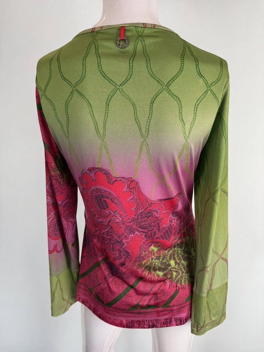 SAVE THE QUEEN! - Blouse - meerkleurig, all-over print, watervalhals - XL