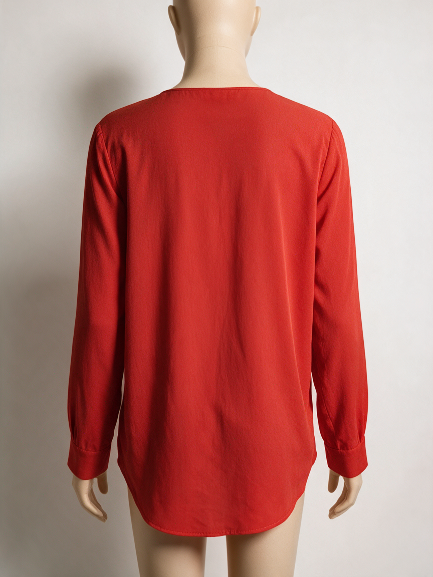 Lauren Ralph Lauren - Blouse - rood, V-uitsnede, licht getailleerd - M