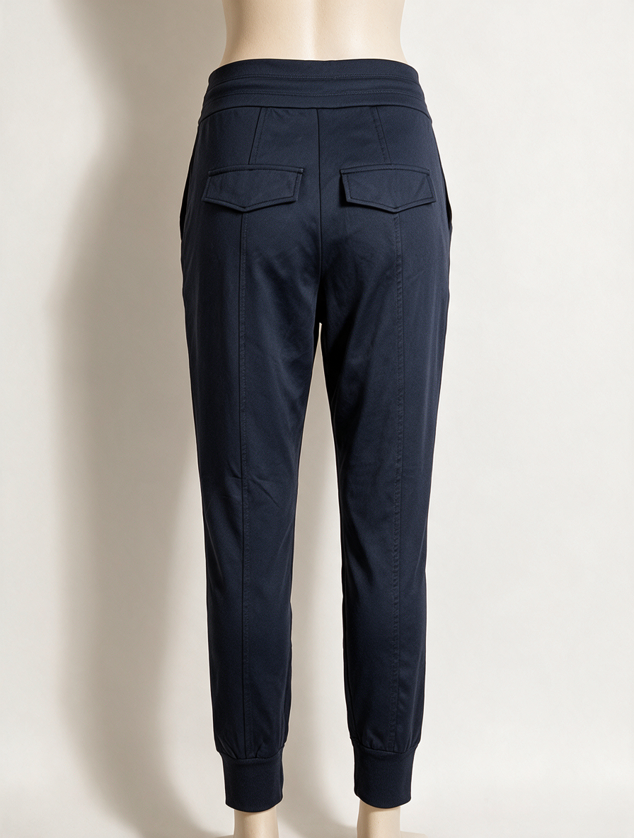 Angelle Milan - Broek - donkerblauw, joggingbroek, elastische taille met trekkoord - S