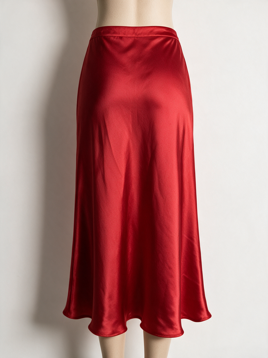 ZARA - Rok - rood, midi-lengte, licht glanzend - M