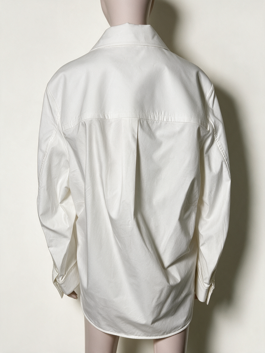 ZARA - Blouse - wit, klassieke kraag, knoopsluiting - M