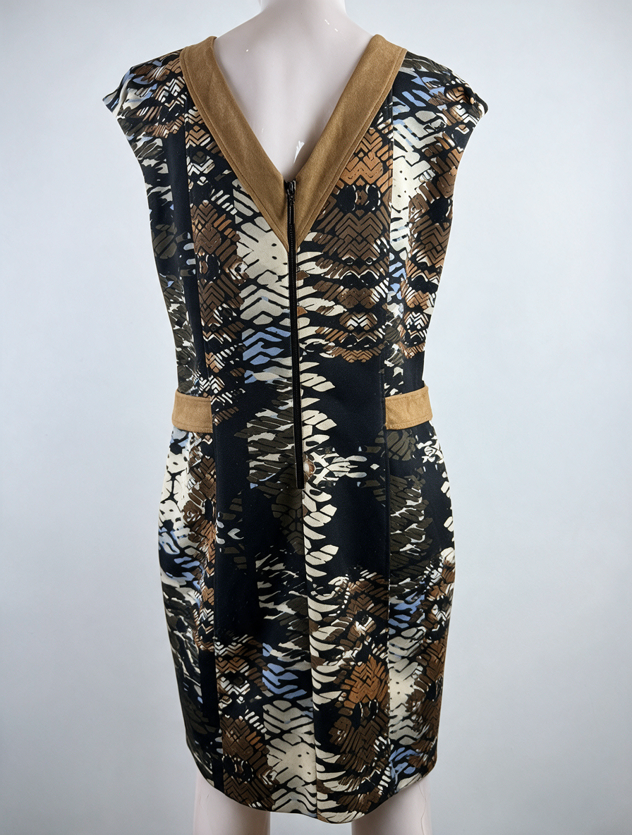 marie méro - Jurk - print, suède-look kraag, getailleerd - L