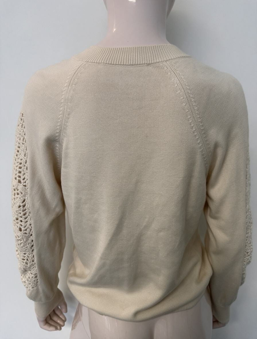 ba&sh - Trui - beige, V-hals, fijngebreid - S