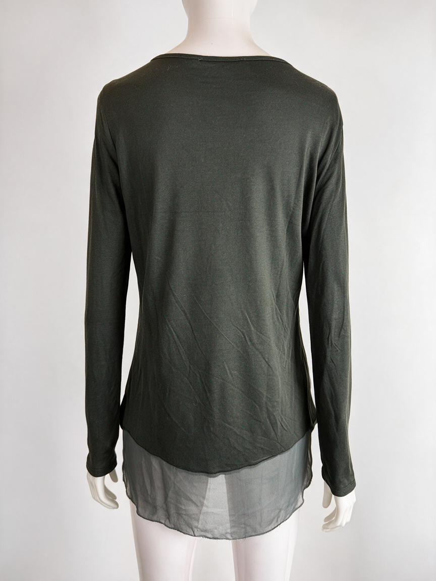 Expresso - Blouse - zwart, print aan voorzijde, semi-transparante zoom - S