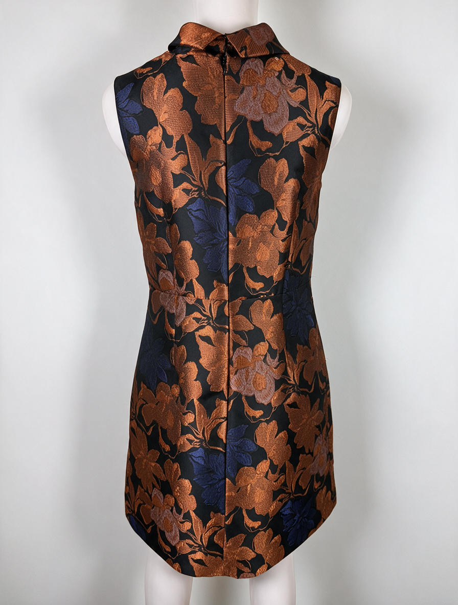 Steps - Jurk - bloemenprint, glanzende stof, opstaande kraag - XL