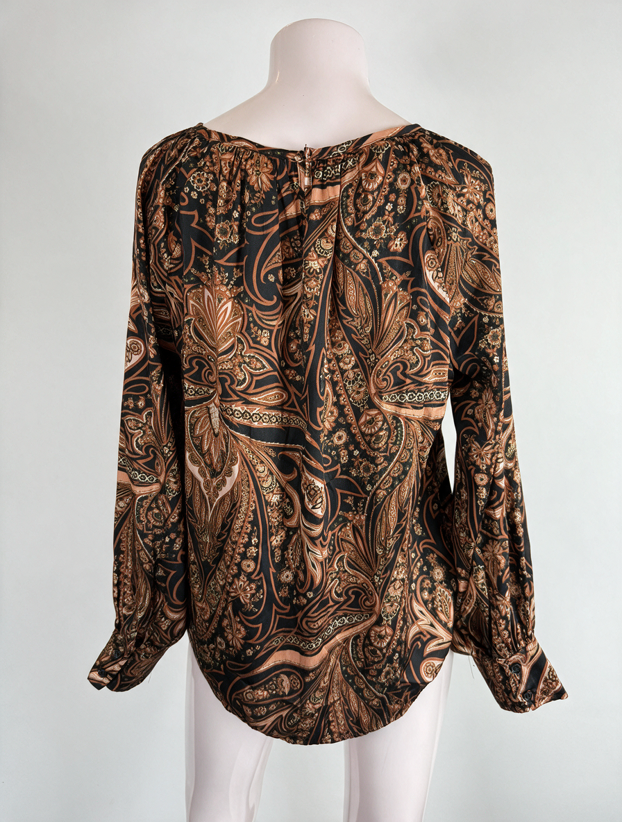 Richard Allan x H&M - Blouse - paisleyprint, glanzende stof, lange mouwen - S