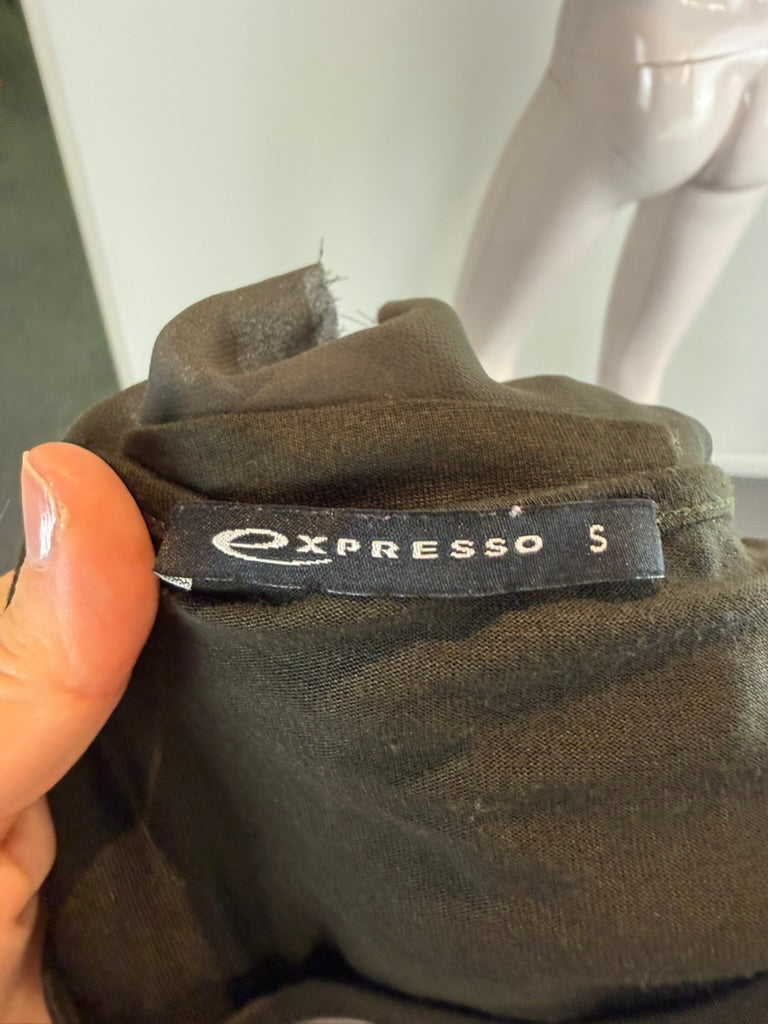 Expresso - Blouse - zwart, print aan voorzijde, semi-transparante zoom - S