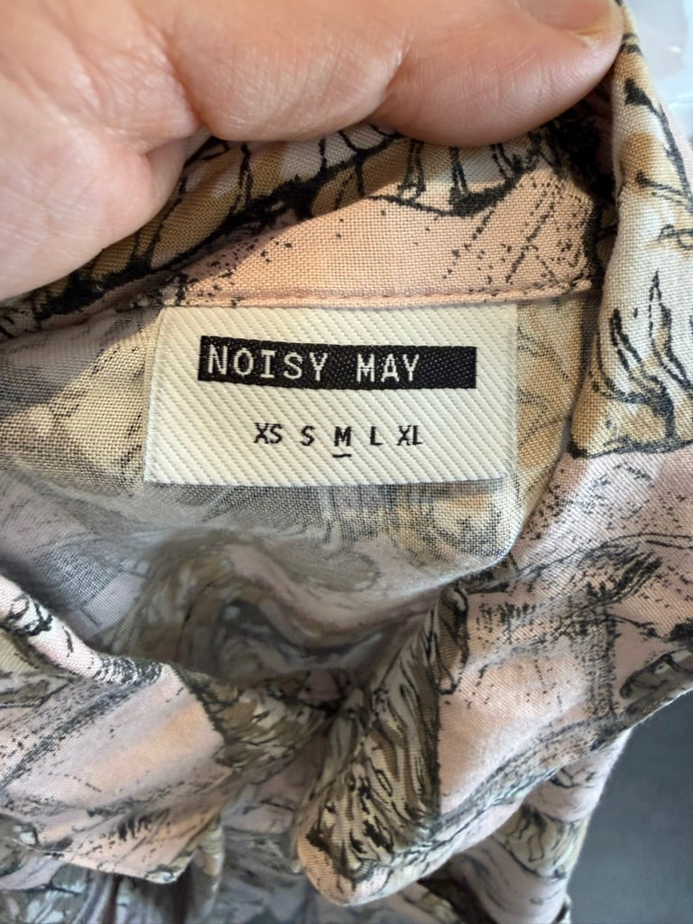 NOISY MAY - Blouse - roze, tijgerprint, korte mouwen - M