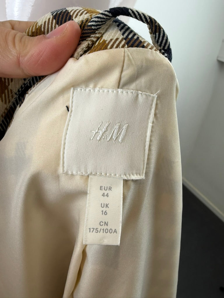 H&M - Blazer - ruitpatroon, beige, dubbelrijige knoopsluiting - XL