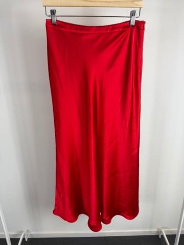 ZARA - Rok - rood, midi-lengte, licht glanzend - M