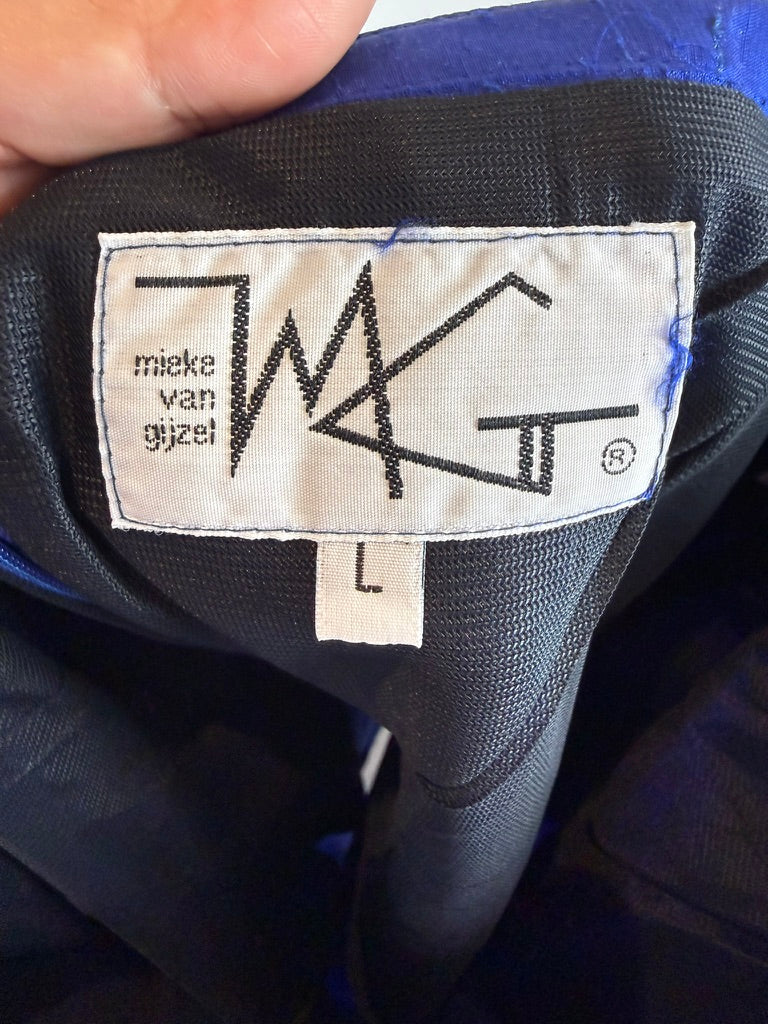 Mieke van Gijsel - Rok - blauw, pencil fit, glanzende stof - L