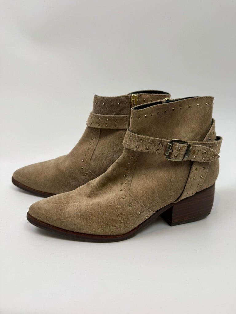 CTWLK Enkellaarsjes - beige, western stijl, blokhak ca. 5 cm - 36