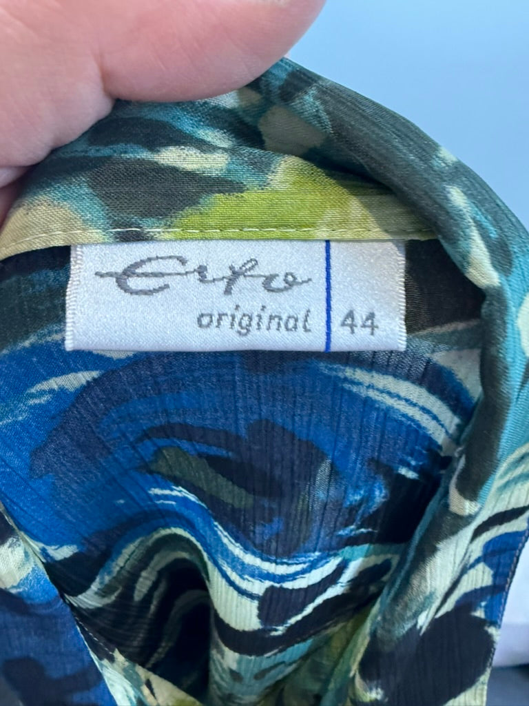 Erfo - Blouse - meerkleurige bloemenprint, licht geribbelde stof - maat 44