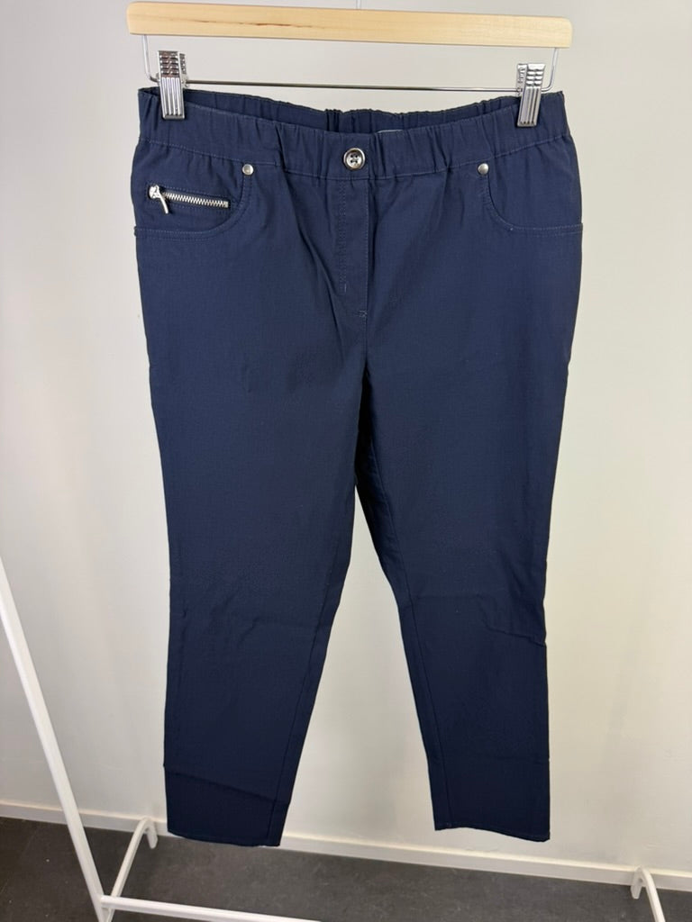 ATELIER GS - Broek - donkerblauw, rechte pijp, elastische tailleband - L