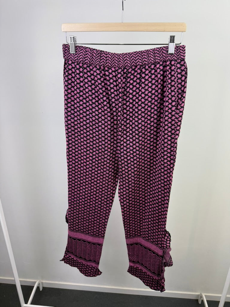 ROUGH STUDIOS - Broek - roze en zwart, grafische print, elastische tailleband - S