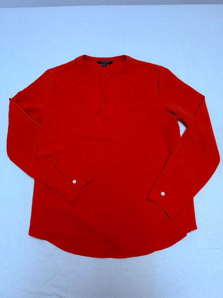 Lauren Ralph Lauren - Blouse - rood, V-uitsnede, licht getailleerd - M