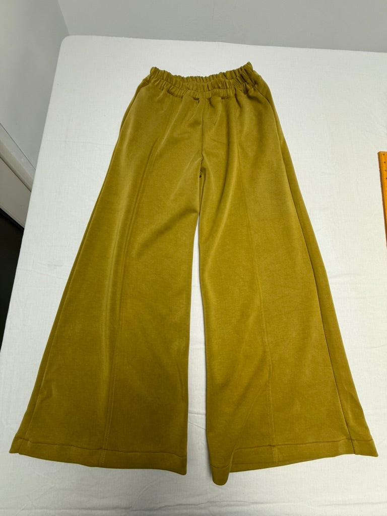 mbyM - Broek - okergeel, elastische tailleband, flared - M