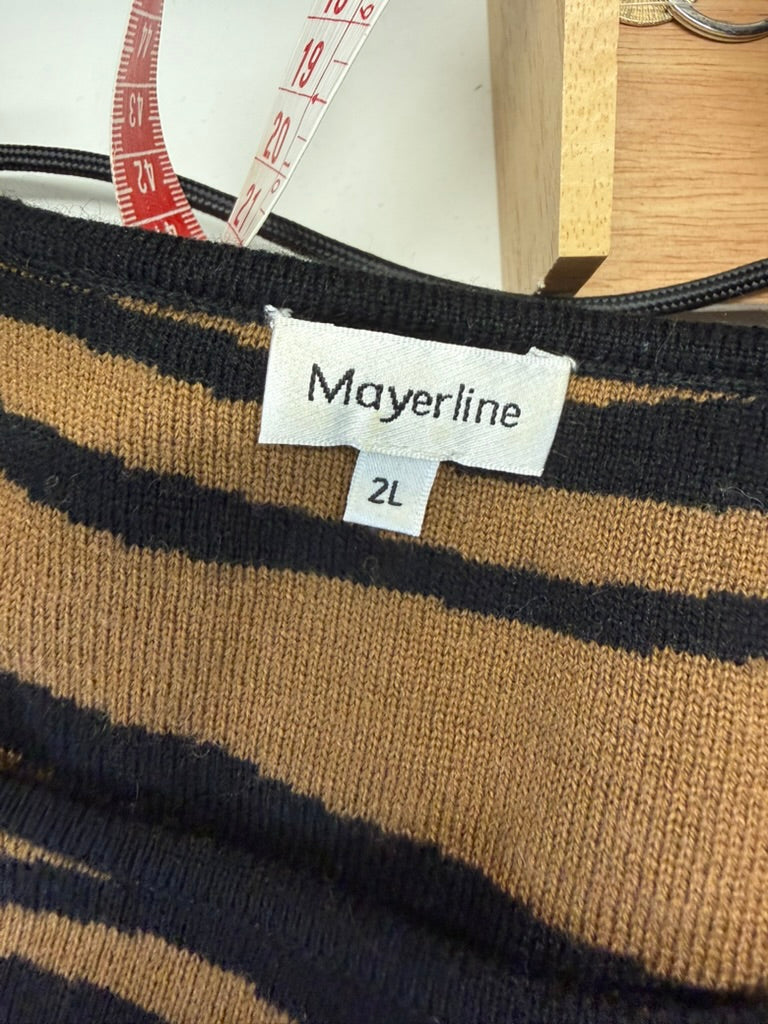Zwart-camel trui met zebra-/tijgerstrepen van Mayerline, detailfoto