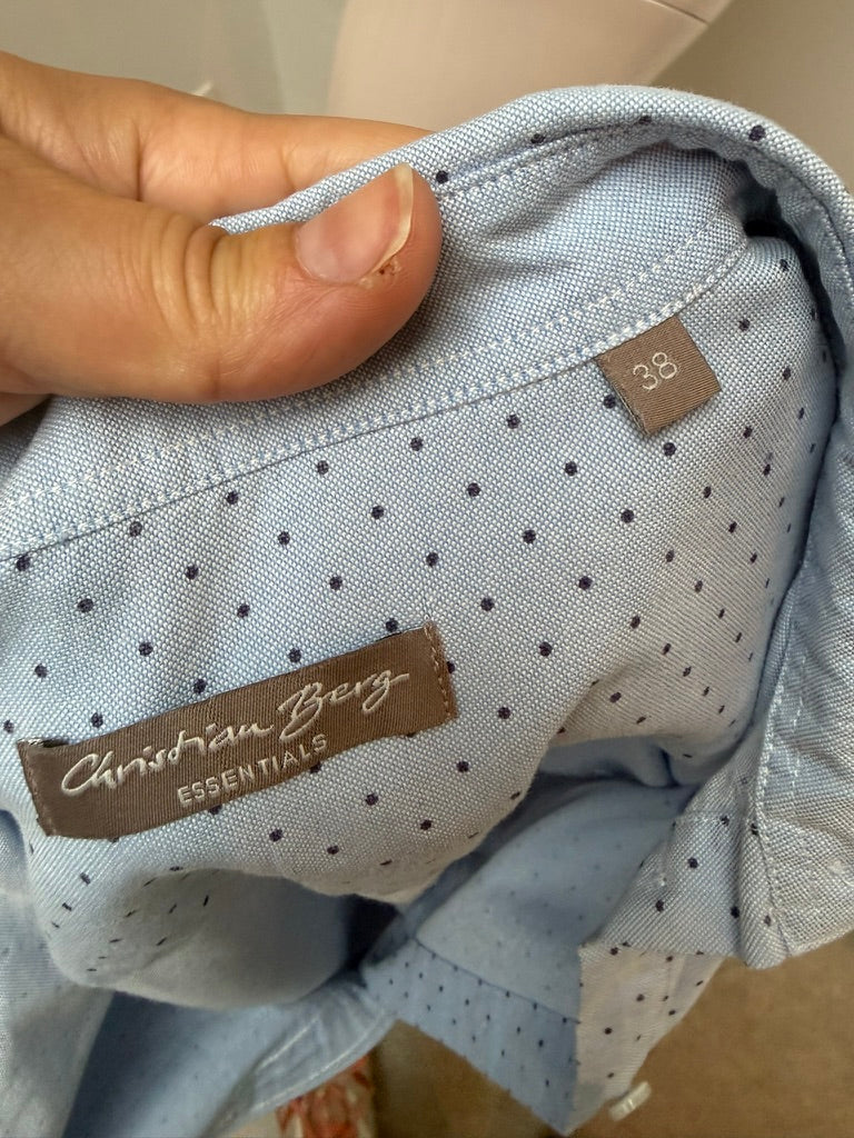 Christian Berg ESSENTIALS - Blouse - blauw, stippenpatroon, knoopsluiting - M