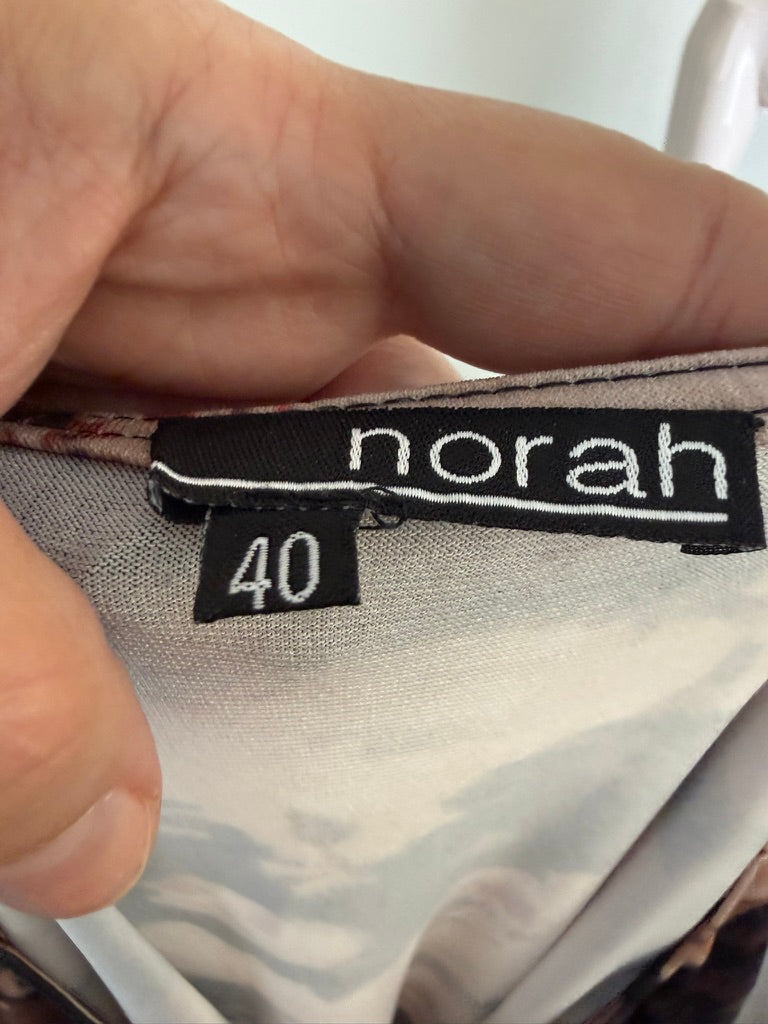 norah - Jurk - bloemenprint, lange mouwen, zigzagrand - L