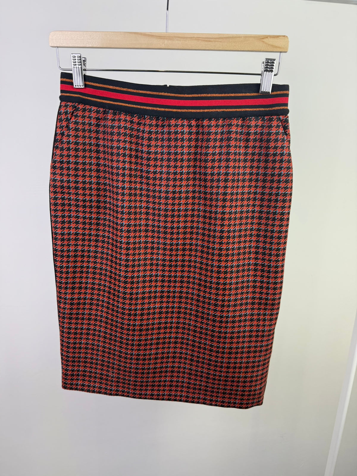 HAMPTON BAYS - Rok - pied-de-poule, rood/zwart/beige, knielengte - S